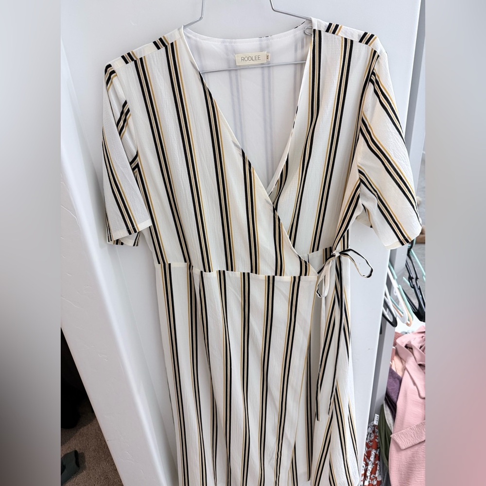 Roolee Striped Wrap Dress